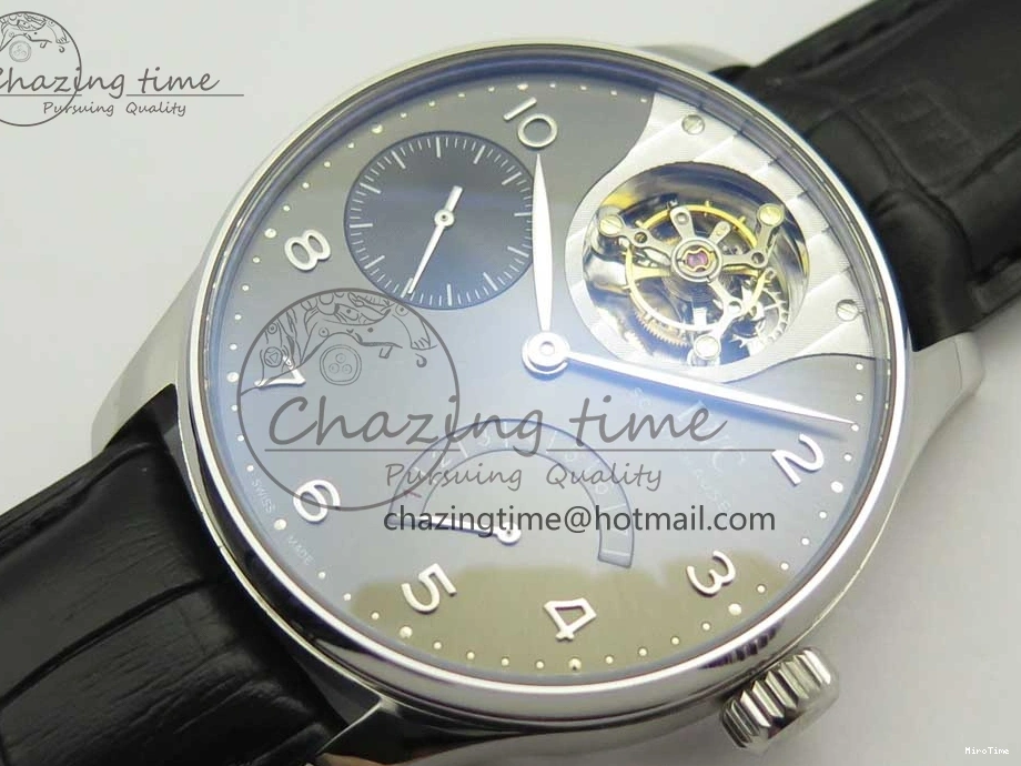 MIROTIME 0106 Portuguese Tourbillon IW5046 SS ZF Best Edition Gray Dial on Black Leather Strap SunProtective 7147